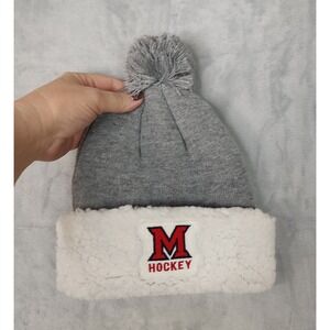 Miami University Redhawks Sherpa Beanie Hat Womens Pom Cap Cuffed NWT